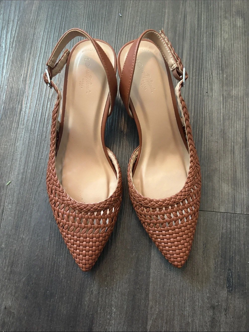 Woven Pointed Slingback Mules - Brown - Picture 1 of 6